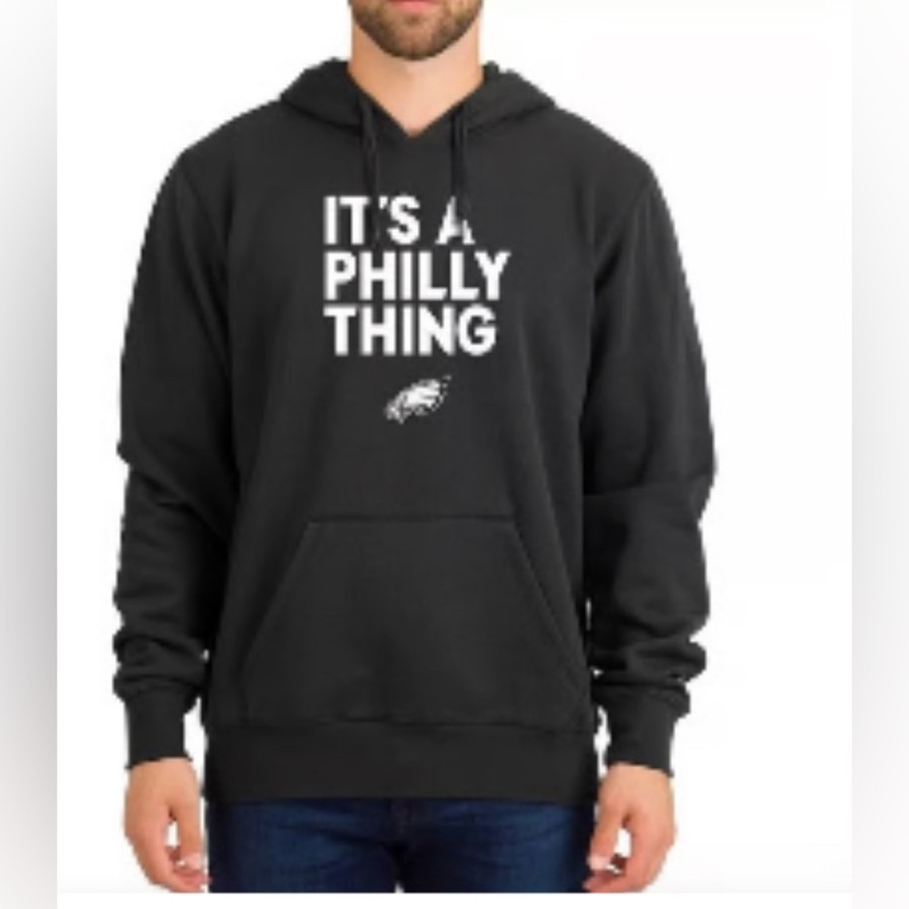 NEW ERA PHILADELPHIA EAGLES MENS BLACK ITS A PHILLY THING LONG SLEEVE HOODIE M